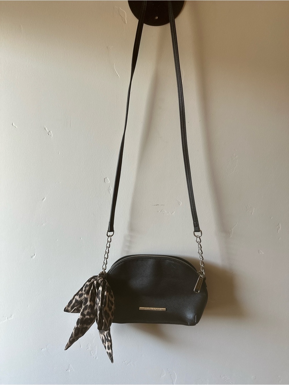 Steve Madden Black Crossbody Bag with Leopard Accent
